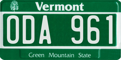 VT license plate ODA961