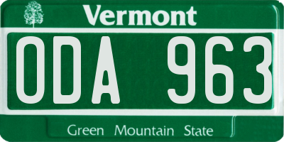 VT license plate ODA963