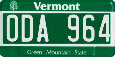 VT license plate ODA964
