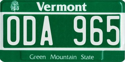 VT license plate ODA965