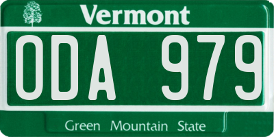 VT license plate ODA979
