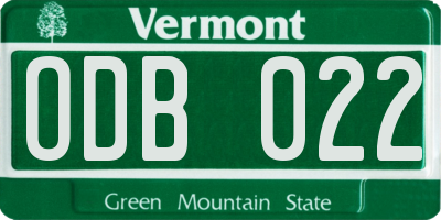 VT license plate ODB022