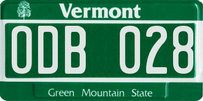 VT license plate ODB028