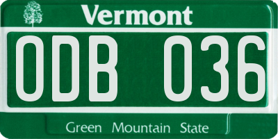 VT license plate ODB036