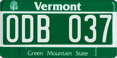 VT license plate ODB037