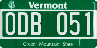 VT license plate ODB051