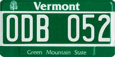 VT license plate ODB052