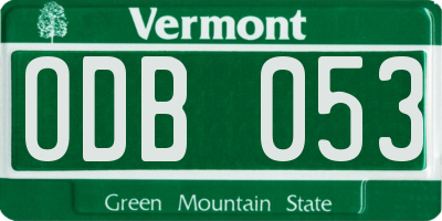VT license plate ODB053