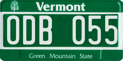 VT license plate ODB055