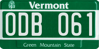 VT license plate ODB061