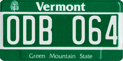 VT license plate ODB064