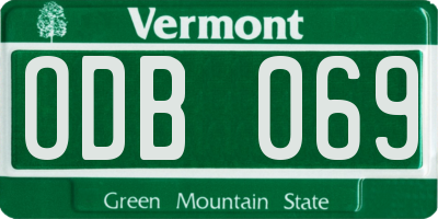 VT license plate ODB069