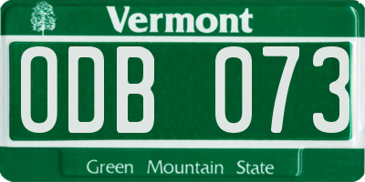 VT license plate ODB073
