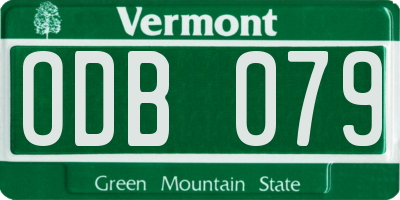 VT license plate ODB079