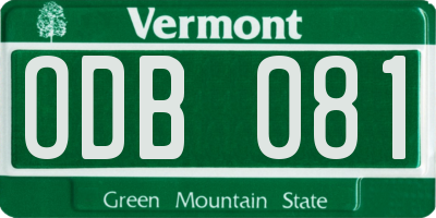 VT license plate ODB081