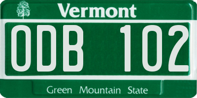 VT license plate ODB102
