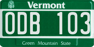 VT license plate ODB103