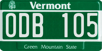 VT license plate ODB105