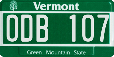 VT license plate ODB107