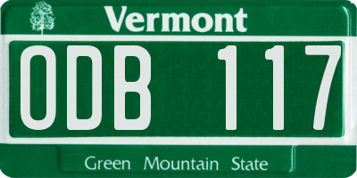 VT license plate ODB117