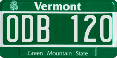 VT license plate ODB120