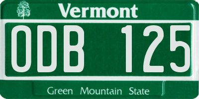 VT license plate ODB125