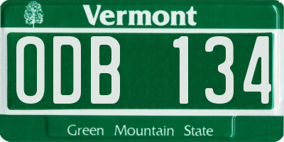 VT license plate ODB134