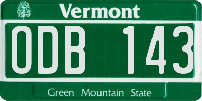 VT license plate ODB143