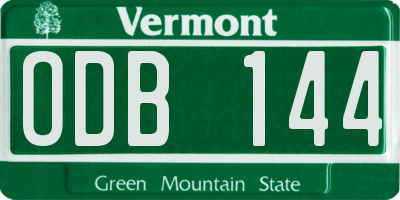 VT license plate ODB144