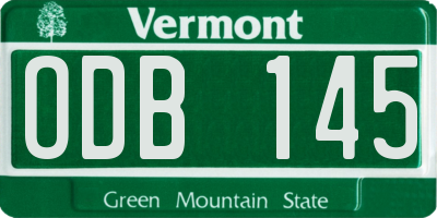 VT license plate ODB145