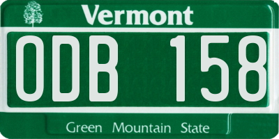 VT license plate ODB158