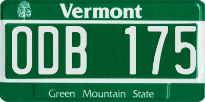 VT license plate ODB175