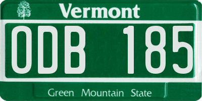 VT license plate ODB185