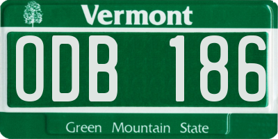 VT license plate ODB186