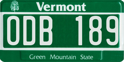 VT license plate ODB189