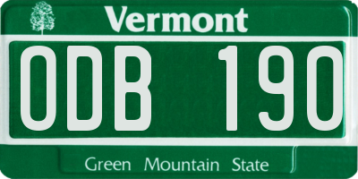 VT license plate ODB190