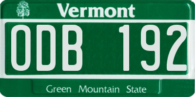 VT license plate ODB192