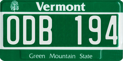 VT license plate ODB194