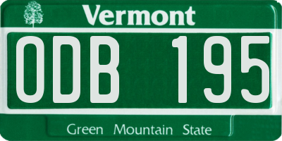 VT license plate ODB195