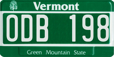 VT license plate ODB198