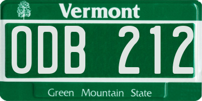 VT license plate ODB212