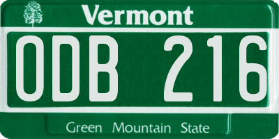VT license plate ODB216