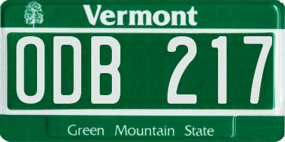 VT license plate ODB217