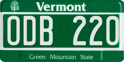 VT license plate ODB220