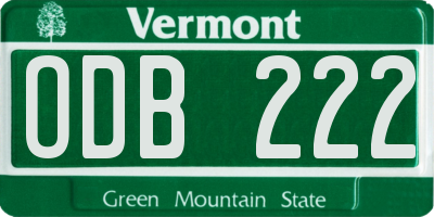 VT license plate ODB222