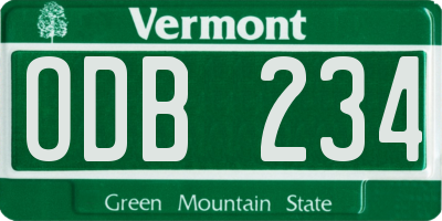 VT license plate ODB234