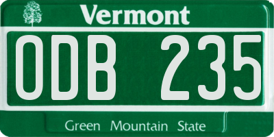 VT license plate ODB235