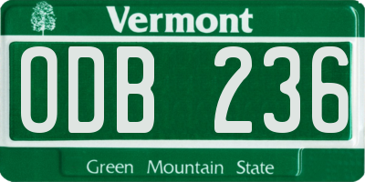VT license plate ODB236