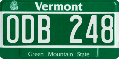 VT license plate ODB248