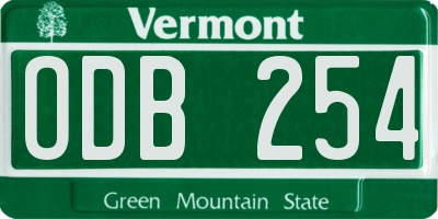 VT license plate ODB254